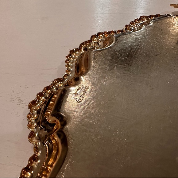 Gold Authentic Vintage Antique Serving Tray Shabby Chic Home Decor - Picture 6 of 10